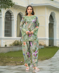 Cotton farshi salwar mint green color