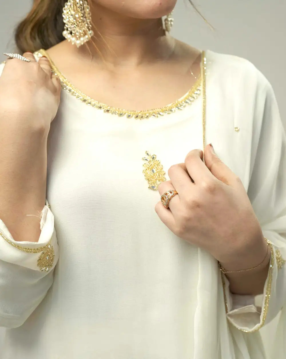 Georgette Salwar suit white shade