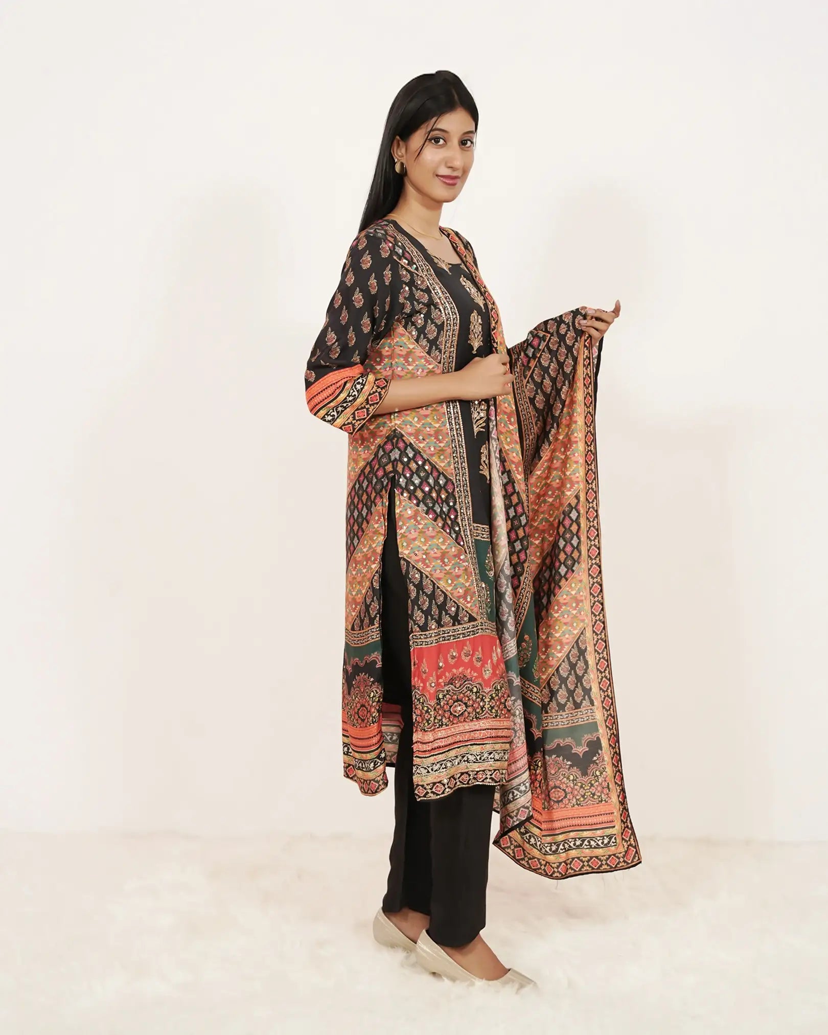 Multi-printed, stone Worked 3Pc Salwar suit
