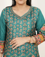 Floral Printed Panel Cut 3Pc Anarkali
