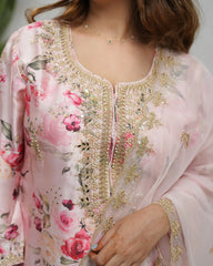 Satin silk handworked salwar suit