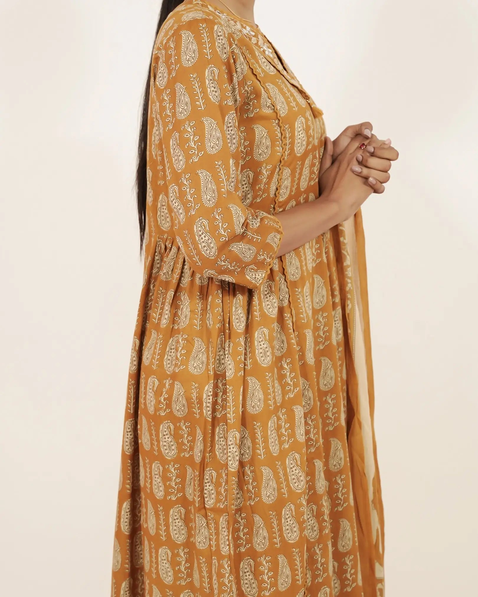 Paisley Printed 3Pc Anarkali Suit