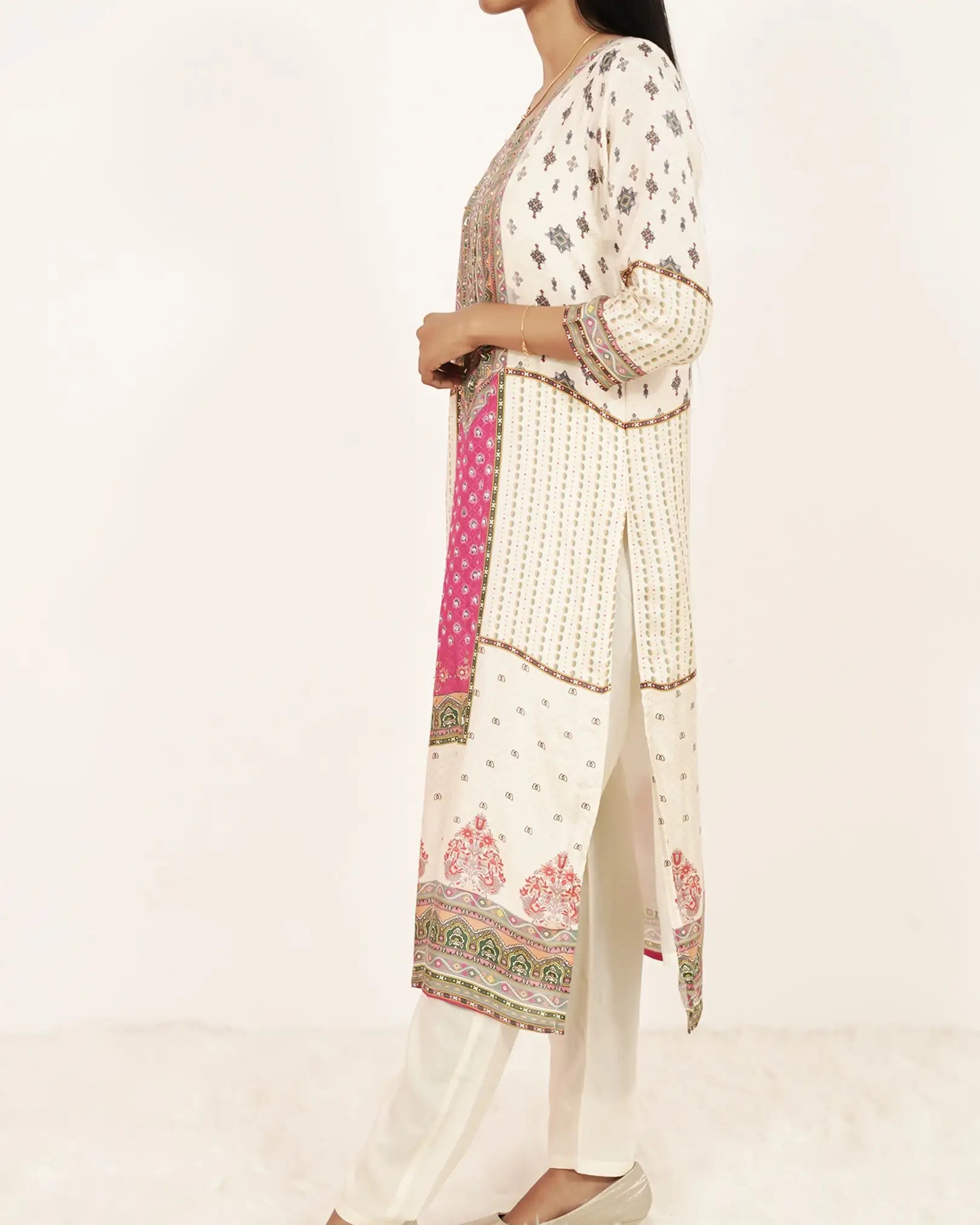 Multi-printed handworked 3Pc Salwar Suit