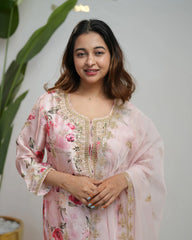 Satin silk handworked salwar suit