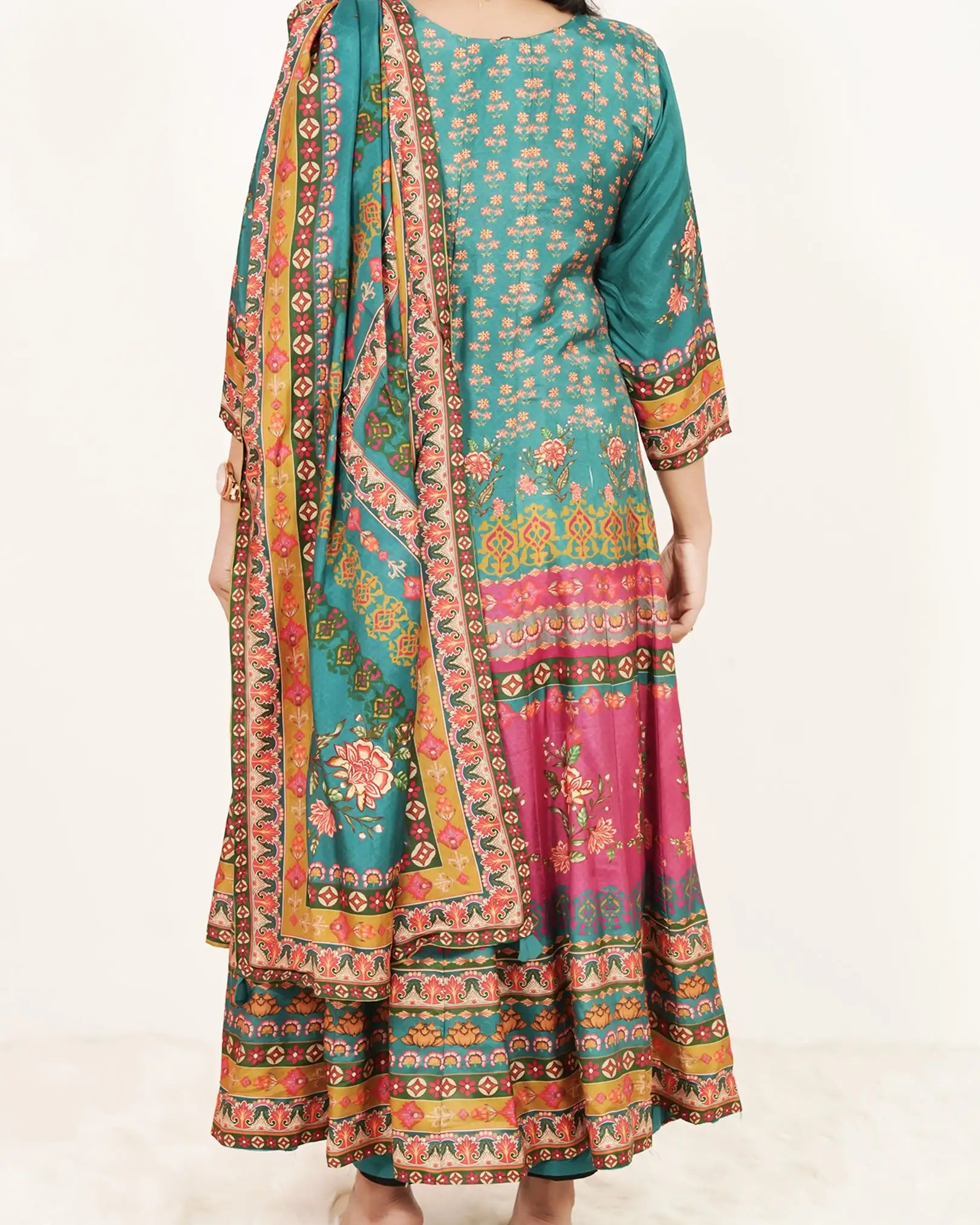 Floral Printed Panel Cut 3Pc Anarkali