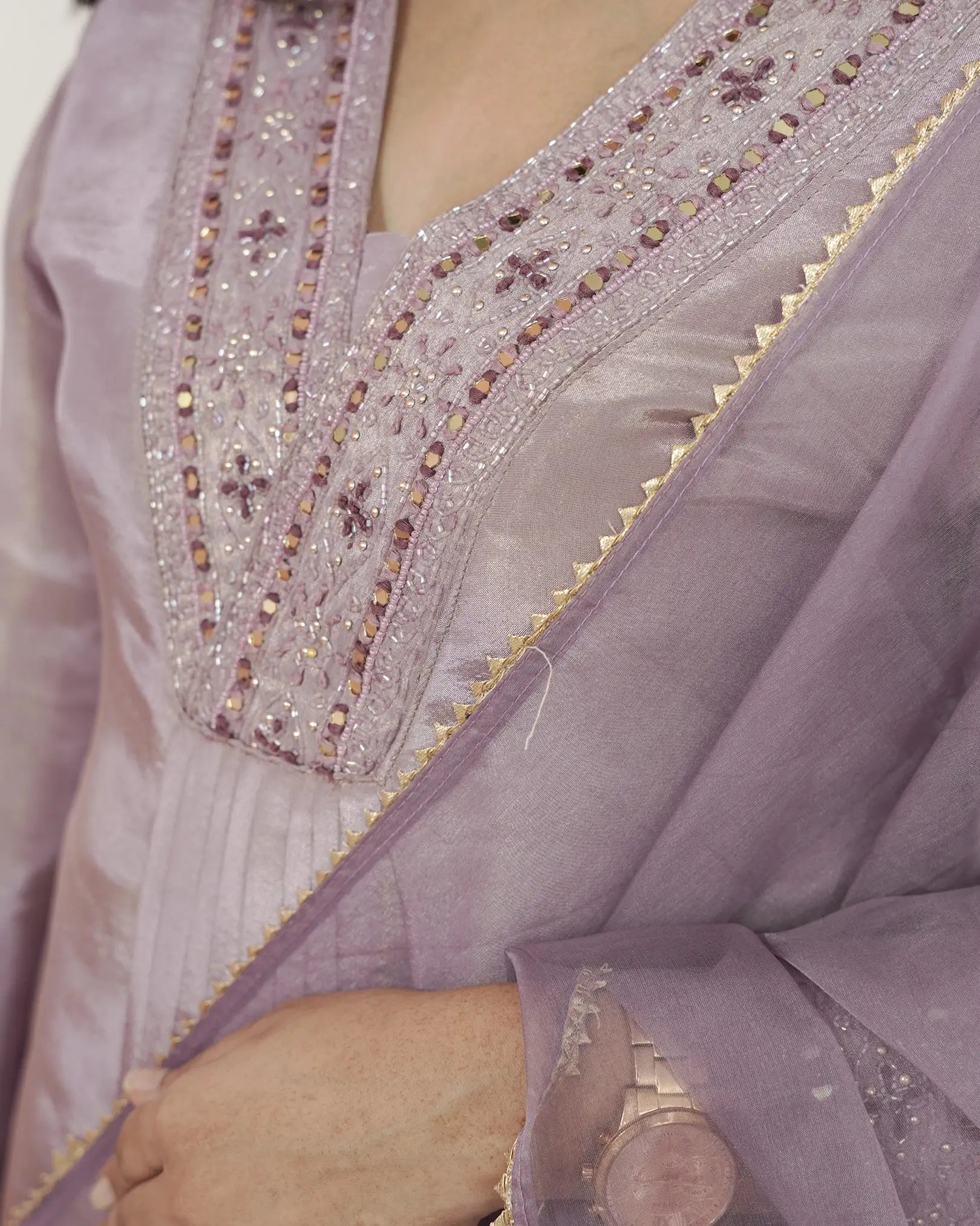 Handworked Tissue Silk 3Pc Anarkali