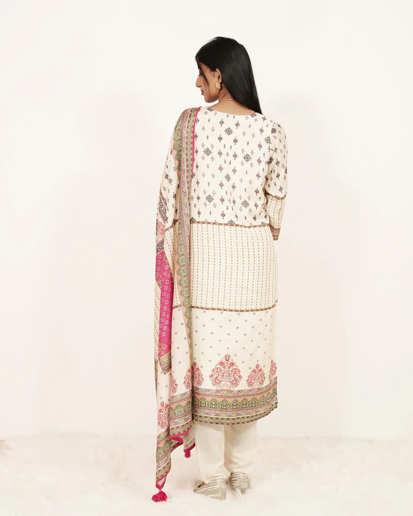 Multi-printed handworked 3Pc Salwar Suit
