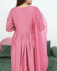 Gathered 3Pc Anarkali Suit with Embroidery