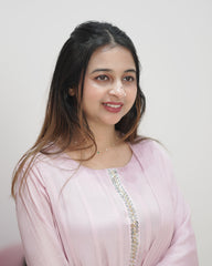 Premium chinon silk panel cut anarkali- onion pink