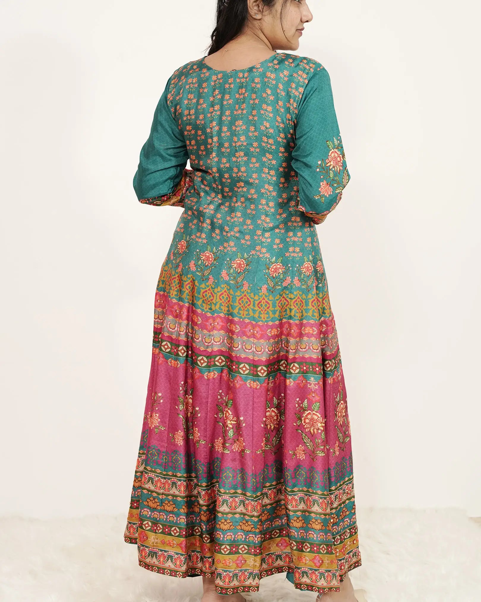 Floral Printed Panel Cut 3Pc Anarkali