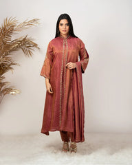 Handworked jacket style salwar suit-dark onion