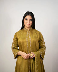 Handworked jacket style salwar suit-green
