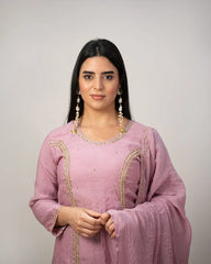 Handworked double slitted suit- lilac shade