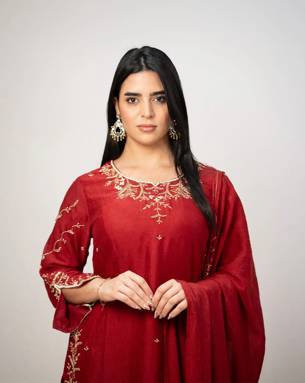 Heavy handworked crush tissue suit- maroon