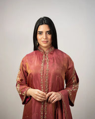 Handworked jacket style salwar suit-dark onion