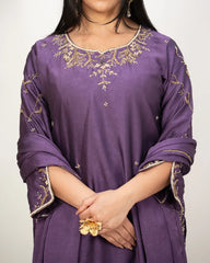 Heavy handworked crush tissue suit- purple