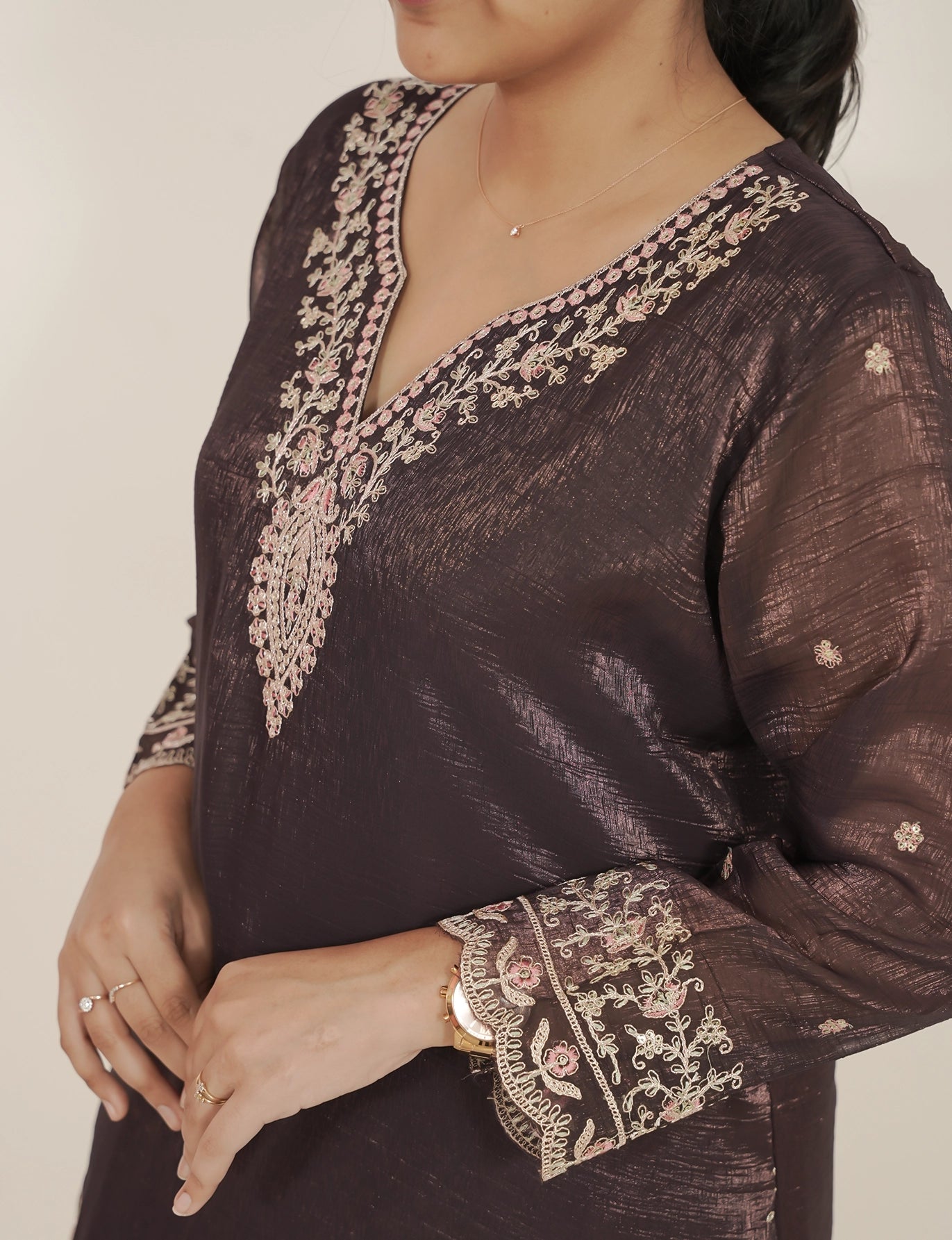 Embroidered 3Pc Short Salwar Suit