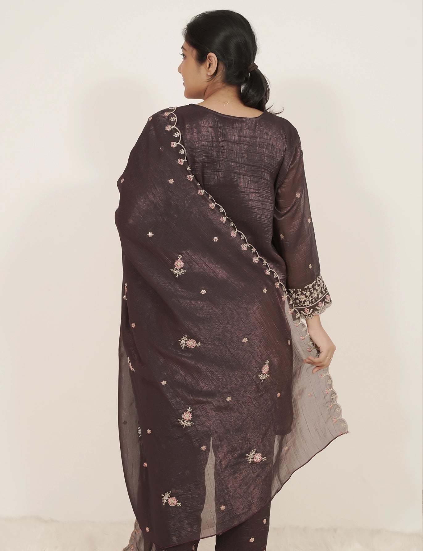 Embroidered 3Pc Short Salwar Suit