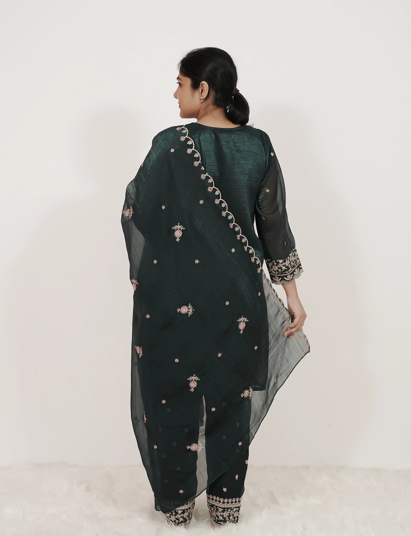 Embroidered 3Pc Short Salwar Suit